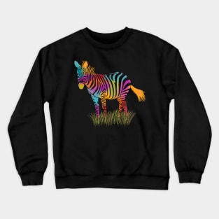 Rainbow Colored Zebra Crewneck Sweatshirt